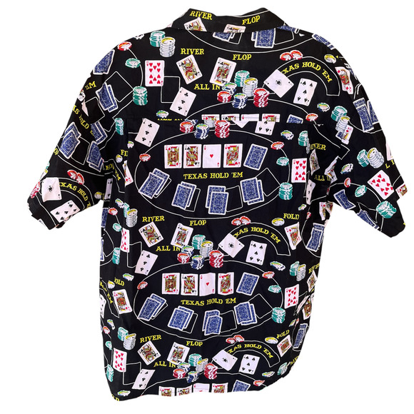 Lake Matley Hawaiian Button Shirt Poker Texas Holdem Cards Theme Party Mens 3XL - Picture 5 of 7